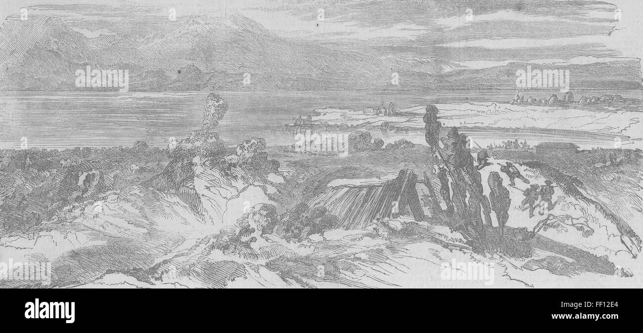 Italien-Post, Bersaglieri, Gardasee Ufer 1859. Illustriert von Zeiten Stockfoto