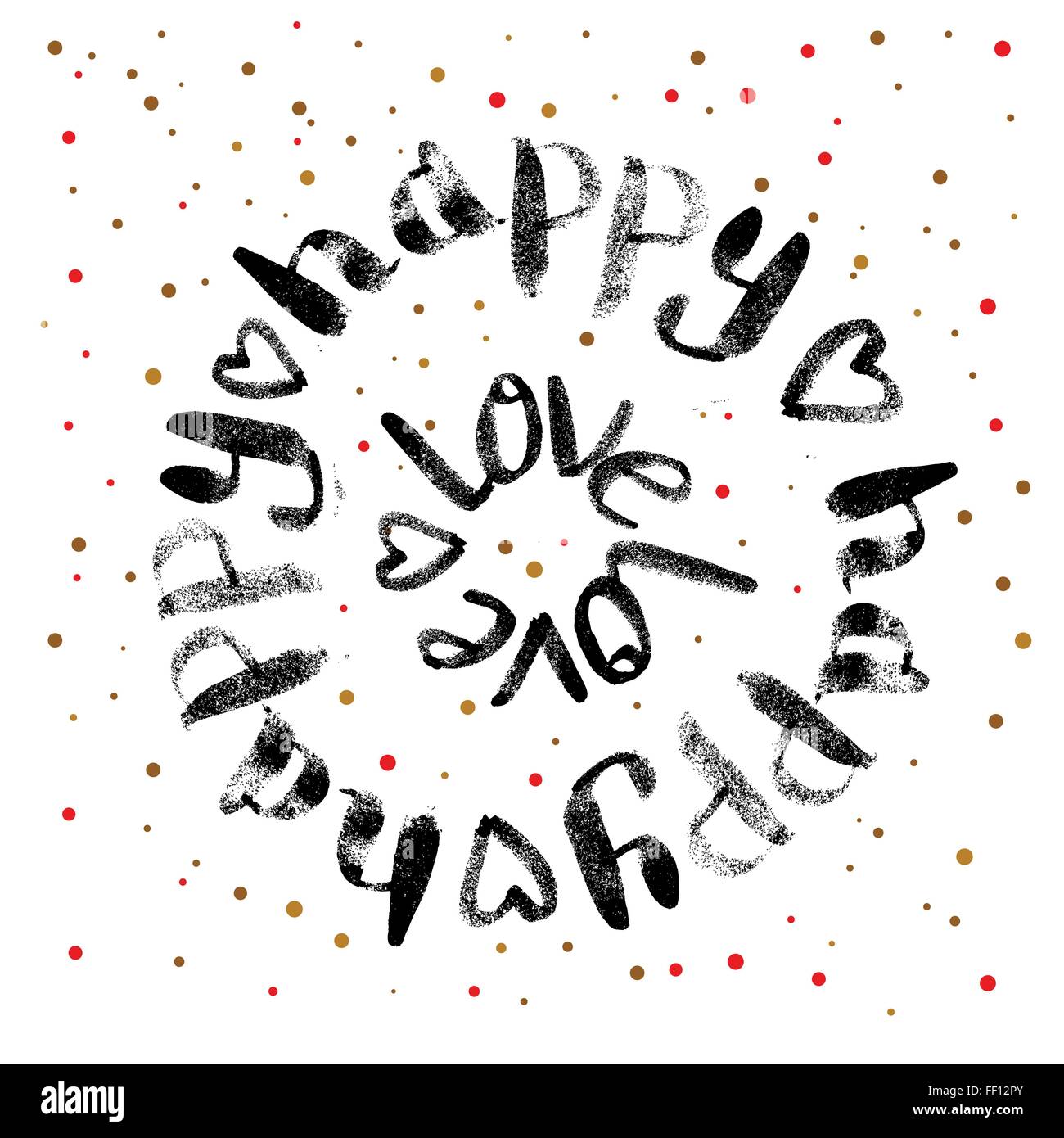 Valentinstag-Kalligraphie-Grußkarte mit Text. Hand gezeichnet und handschriftliche Designelemente auf Dot Hintergrund. Stock Vektor