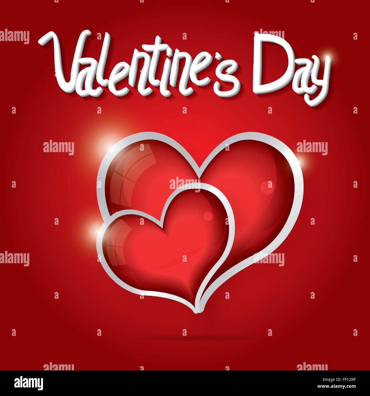 Rote Herzen Valentine Tag Hintergrund. Vektor-Illustration. Liebe-Konzept mit glänzenden Herzen und weißem Text. Valentine-Tageskarte. Stock Vektor