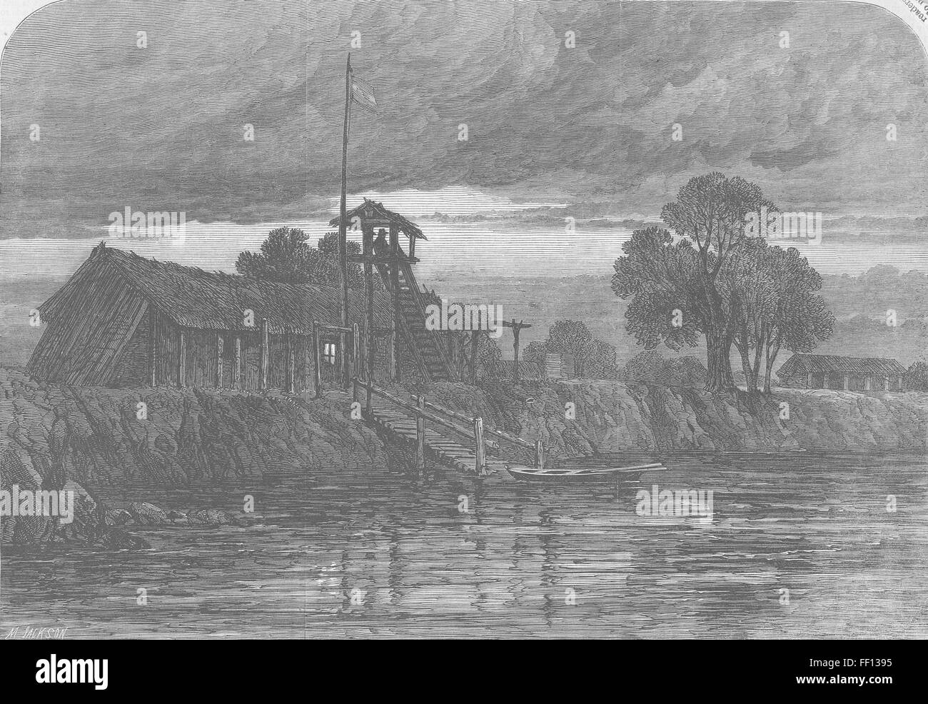 PARAGUAY-Dreibund Krieg bewachen Haus Humaita 1864. Illustrierte London News Stockfoto