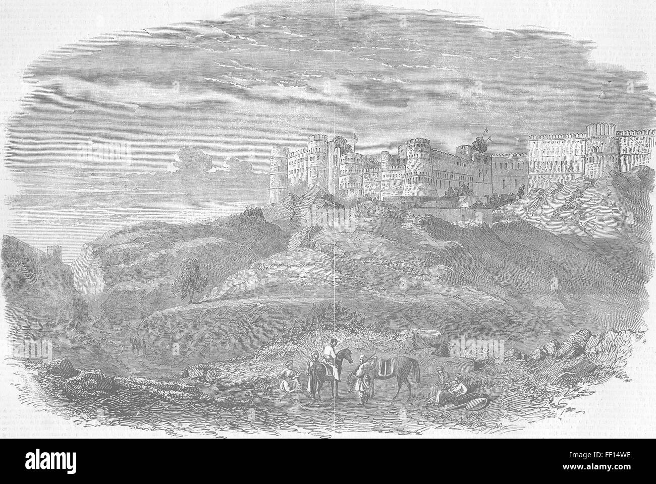 PAKISTAN Nordende des Ft Attock von Indus 1849. Illustrierte London News Stockfoto