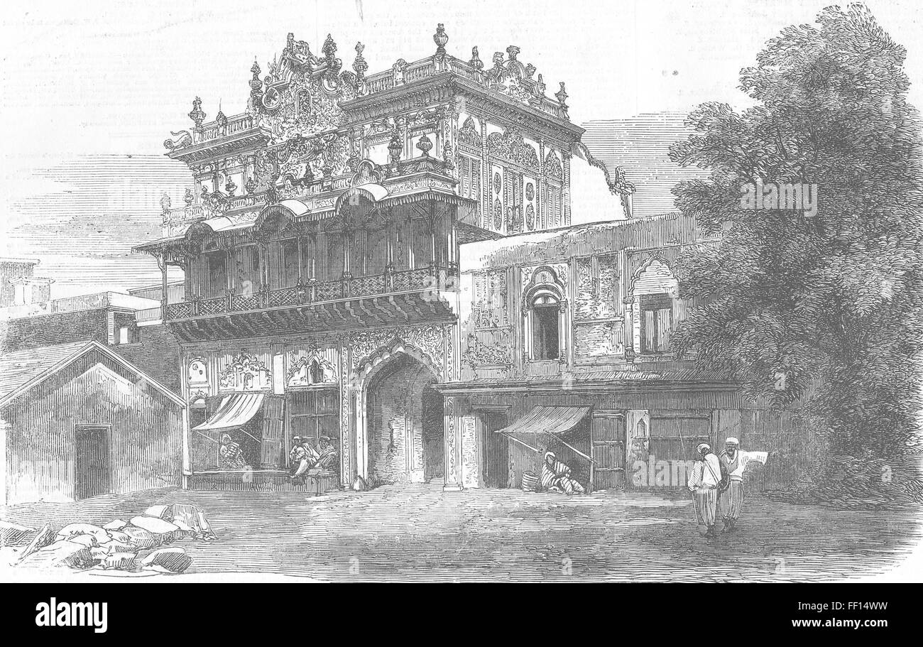 INDIA House nr Lahore Gate of Delhi 1857 gebaut. Illustrierte London News Stockfoto