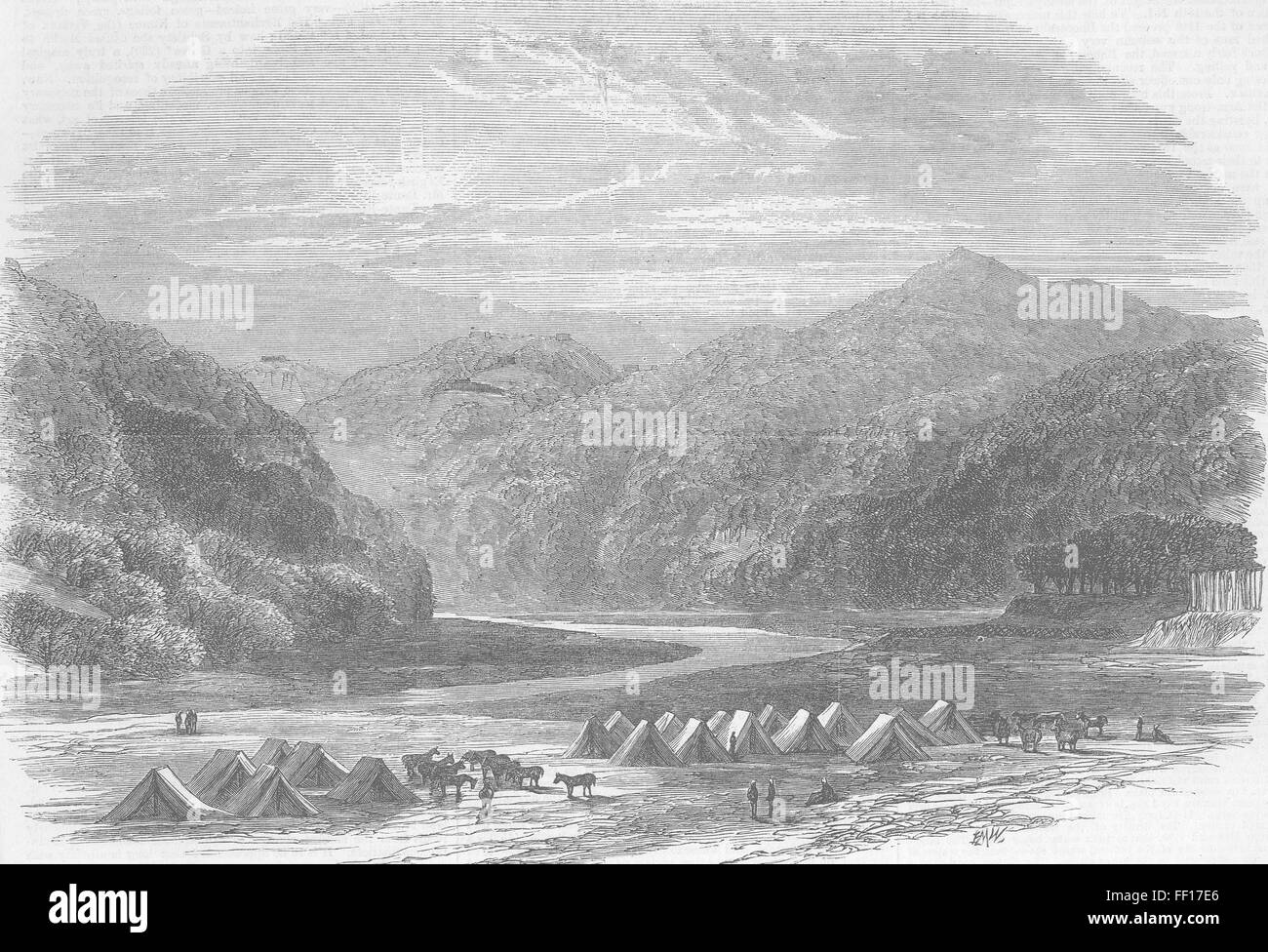 BHUTAN Duar Krieg Bala Pass, britischen Truppen 1865. Illustrierte London News Stockfoto