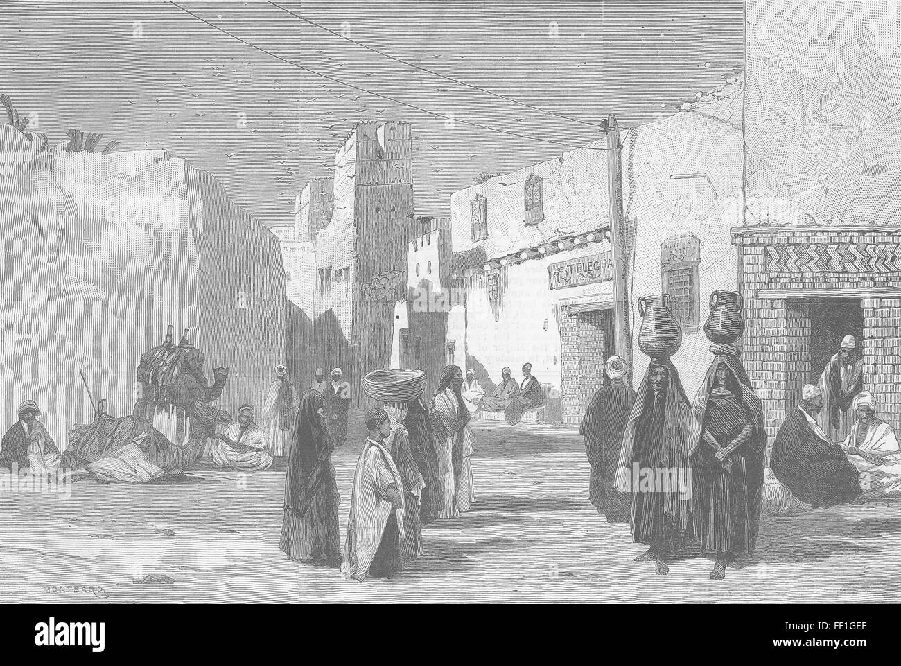 Ägypten als es ist Post & Telegraphen Büros, Bellianah 1882. Illustrierte London News Stockfoto