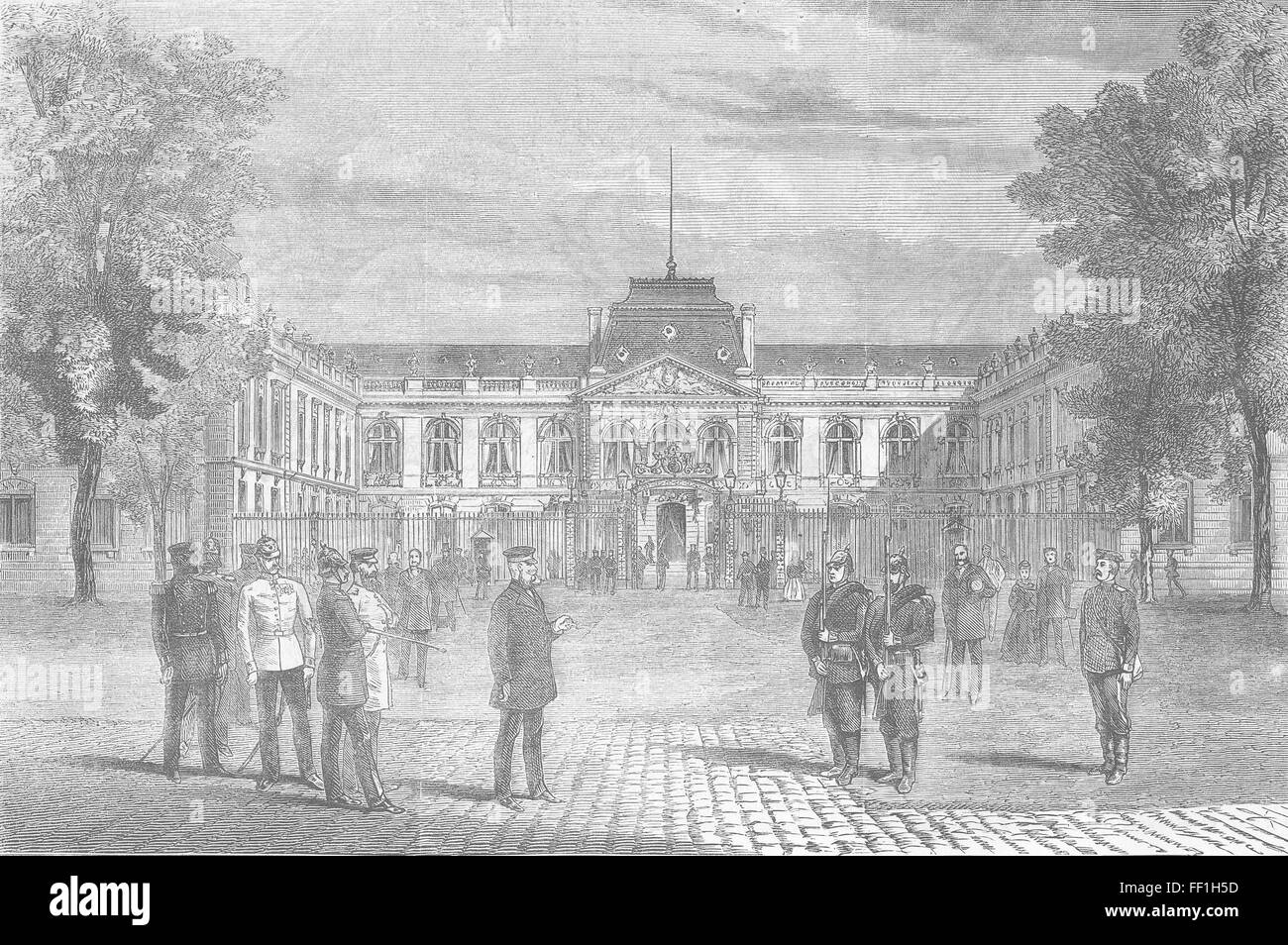 Deutschland-Sitz des preußischen Königs in Versailles 1870. Illustrierte London News Stockfoto