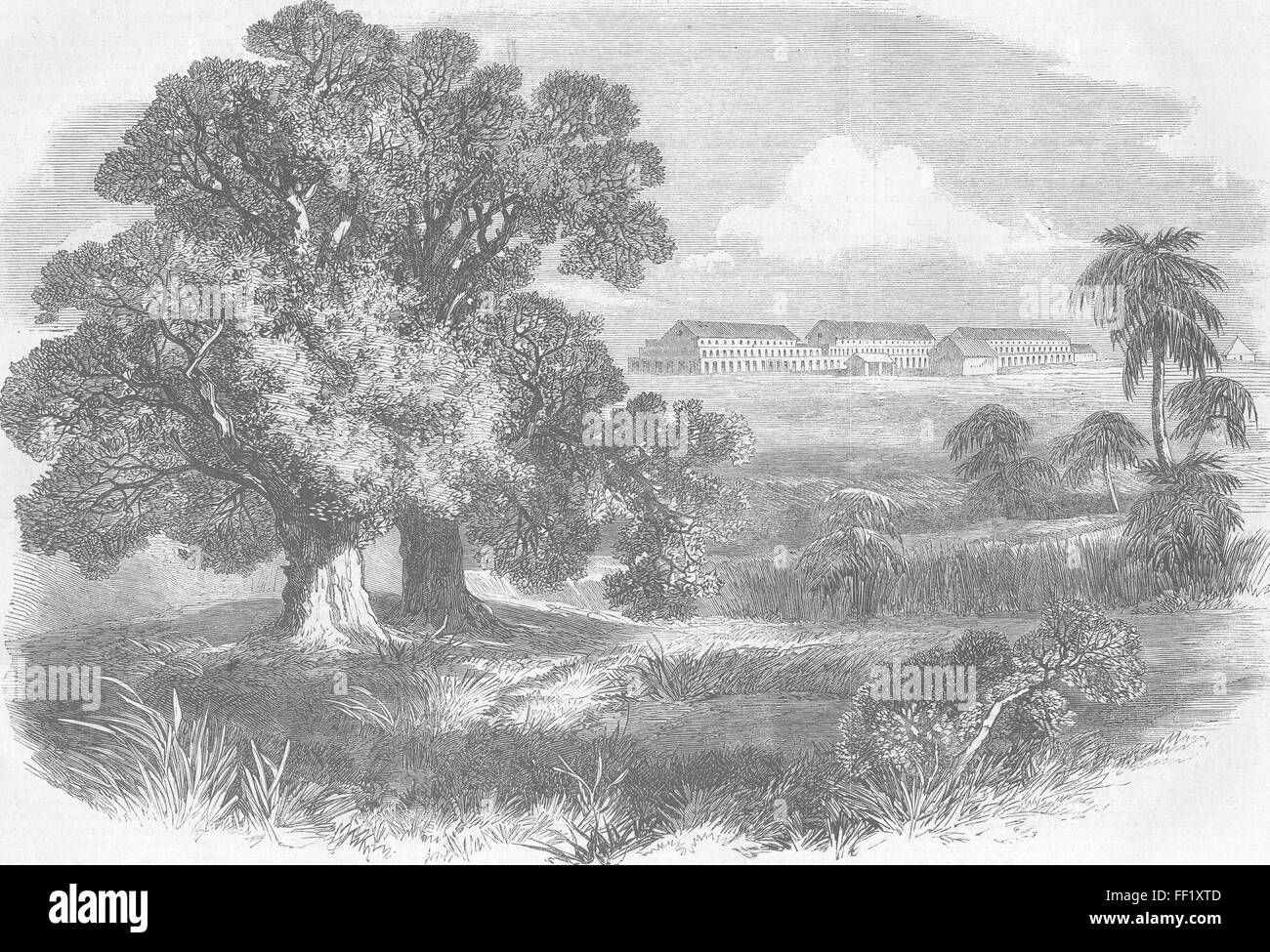 Indien neue Kaserne bei Mhow 1863. Illustrierte London News Stockfoto