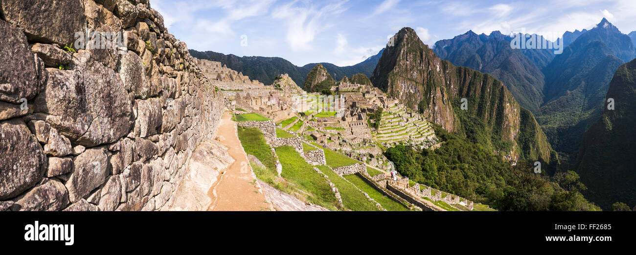 Inkaruinen Machu Picchu und Huayna Picchu (Wayna Picchu), UNESCO-Weltkulturerbe WorRMd, Cusco Region, Peru, Südamerika Stockfoto