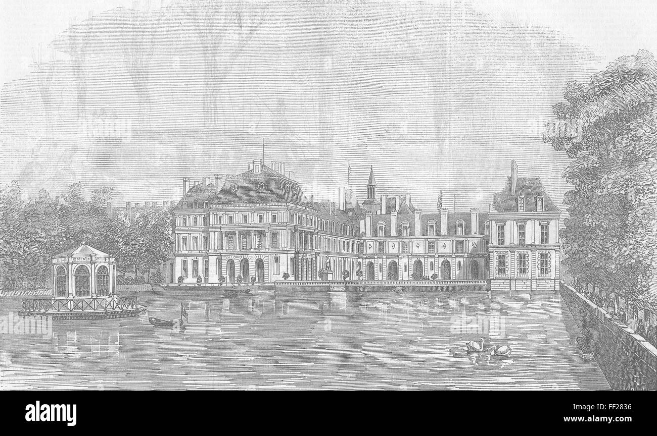 Frankreich Fontainebleau Palast, von Ave der Maintenon 1846. Illustrierte London News Stockfoto