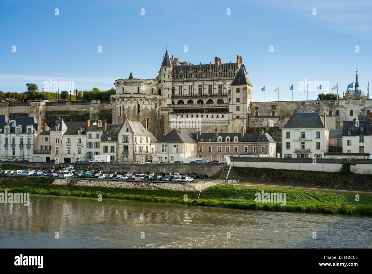 Schloss Amboise und der Loire, Loire-Tal, Zentrum von Frankreich Stockfoto