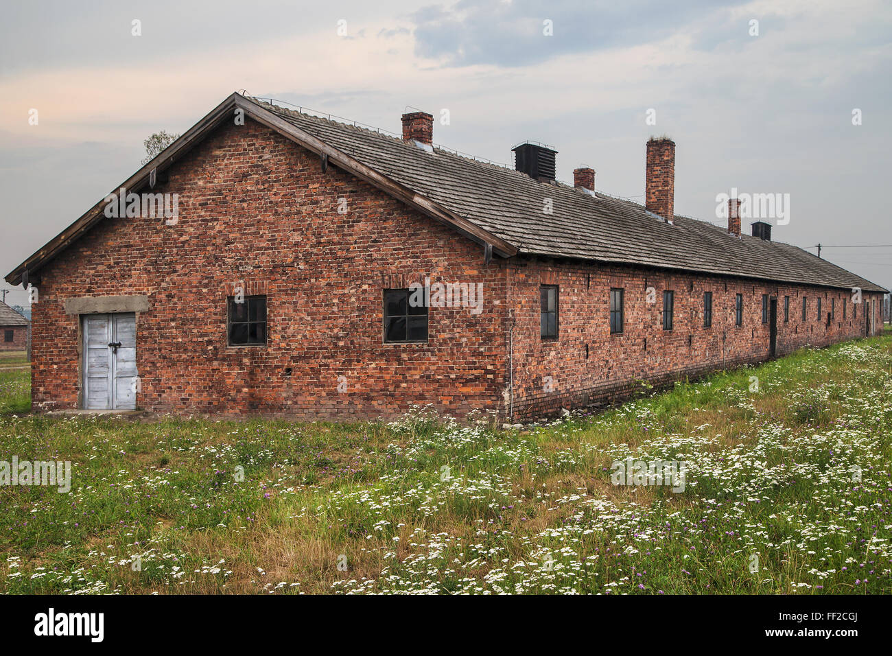 Bunkhouse im Konzentrationslager Auschwitz-Birkenau in Oswiecim, Polen. Stockfoto