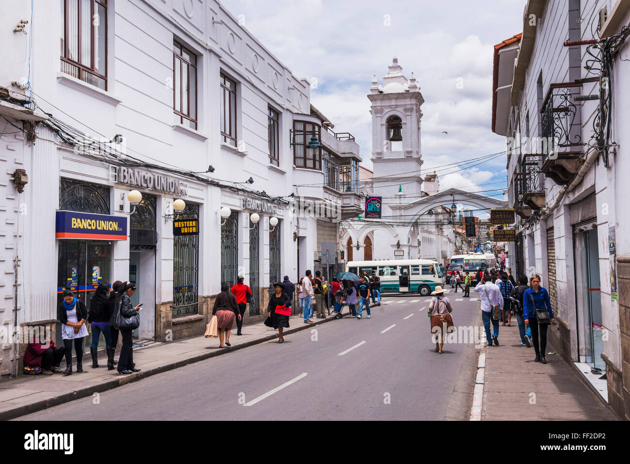 Historische Stadt von Sucre, UNESCO WorRMd Heritage Site, BoRMivia, Südamerika Stockfoto