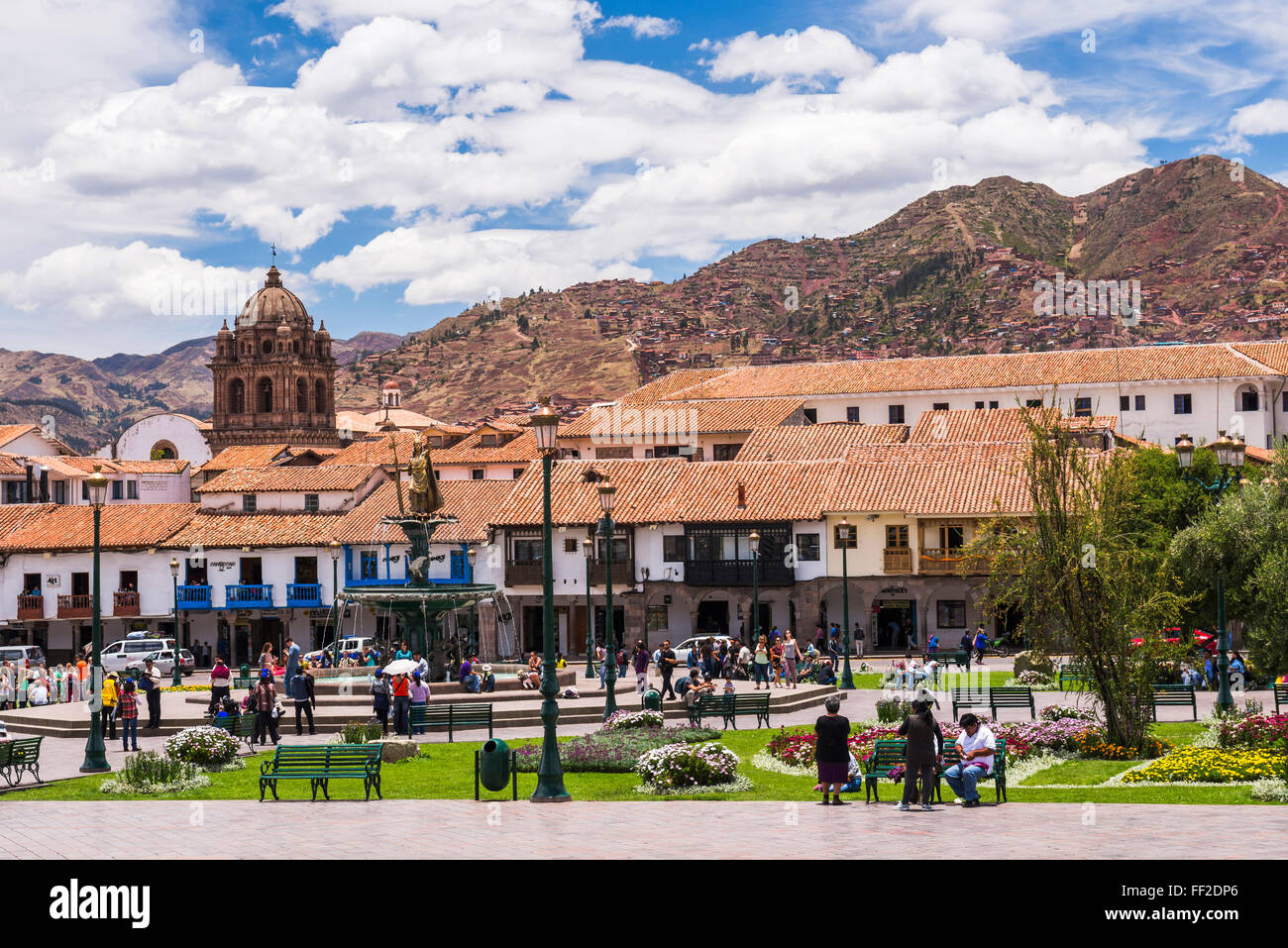 PRMaza de Armas, Weltkulturerbe der UNESCO WorRMd, Cusco (Cuzco), Region Cusco, Peru, Südamerika Stockfoto