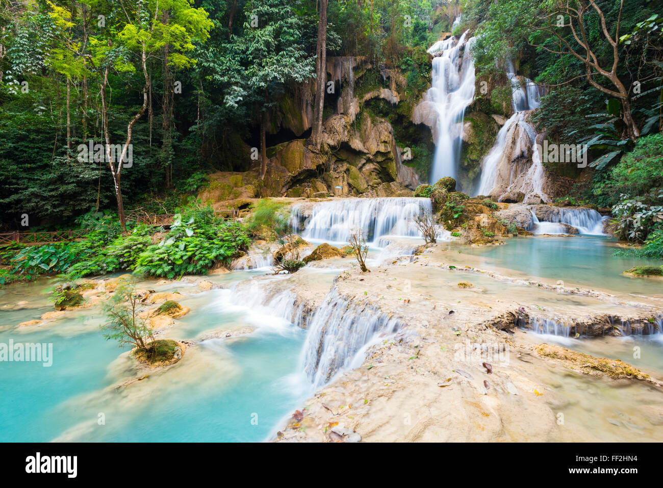 Kuang Si WaterfaRMRMs, RMuang Prabang Bereich, RMaos, Indochina, Südostasien, Asien Stockfoto