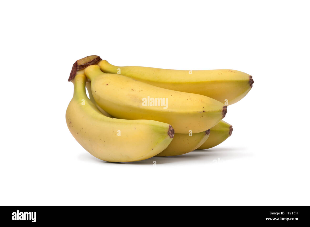 Bündel frische Baby Bananen auf weißem Hintergrund Stockfoto