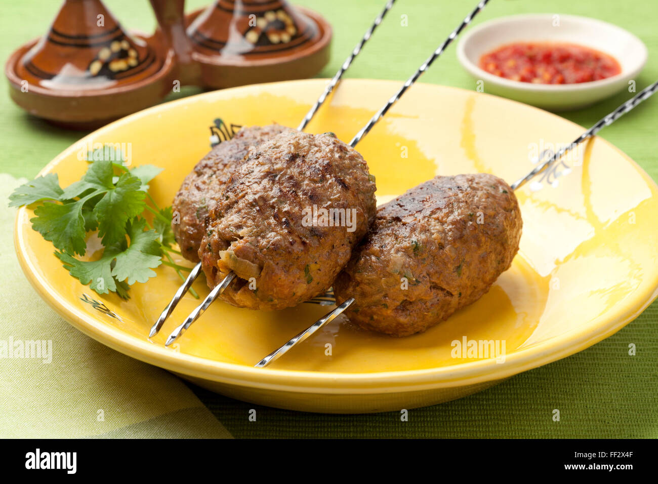 Frisch gegrillte marokkanische Kefta kebab Stockfoto