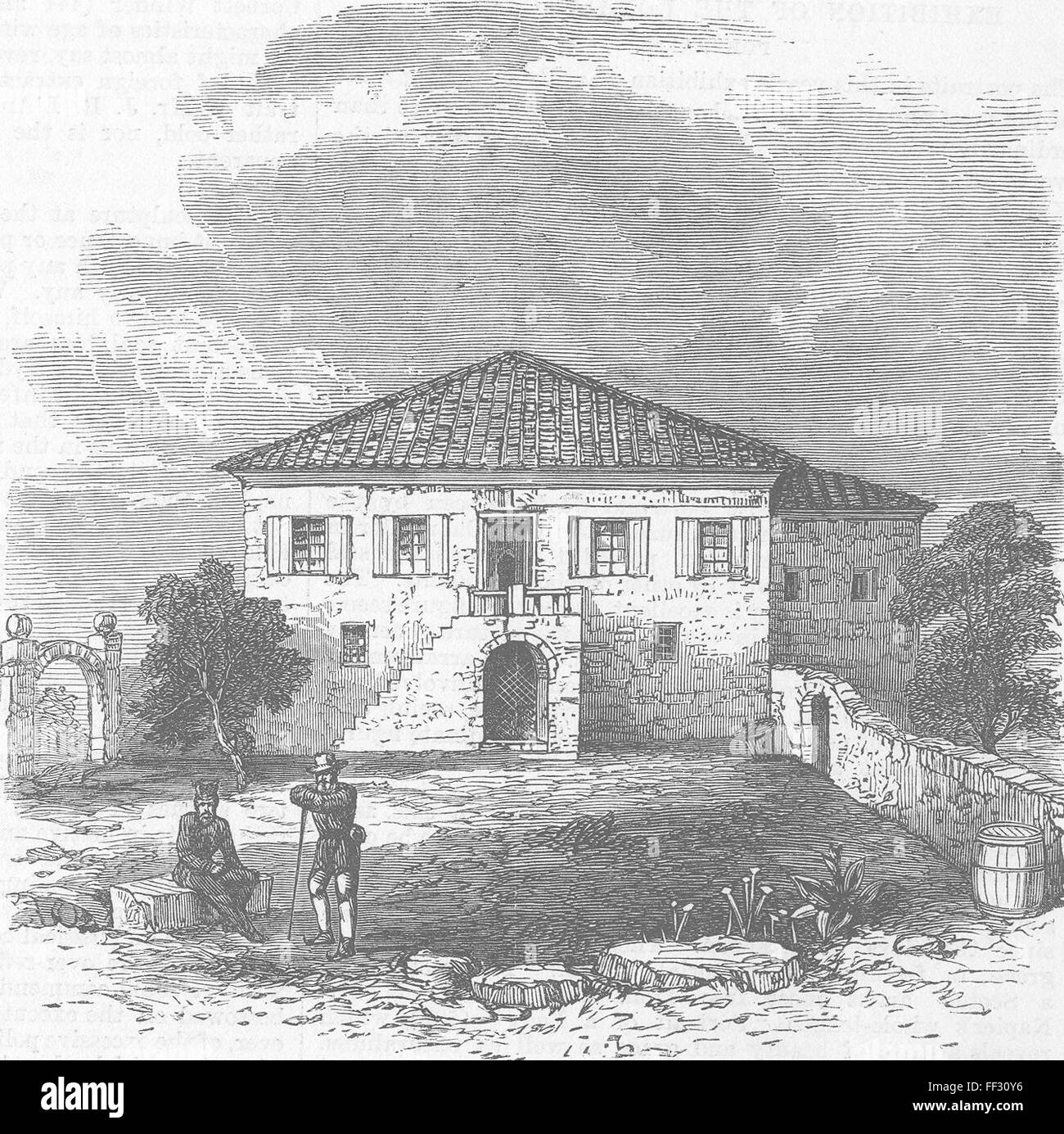OROPOS Entführung Haus, wo die Engländer 1870 gehalten wurden. Illustrierte London News Stockfoto