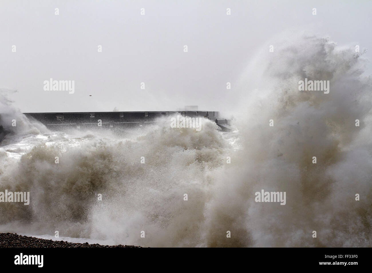 Sturm-Imogen macht Landfall in Brighton. Februar 2016 Stockfoto
