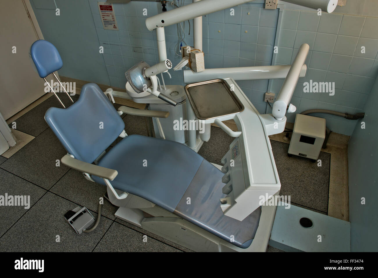 Die zahnmedizinische Abteilung innerhalb der geschlossenen QE II Krankenhaus, Welwyn Garden City, Hertfordshire. Stockfoto