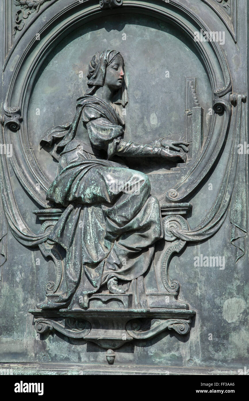 Detail auf Beethoven Statue, Münsterplatz Square, Bonn, Deutschland Stockfoto