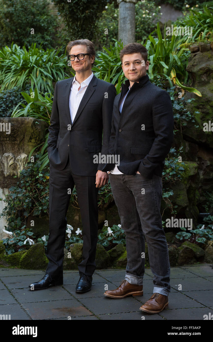 Colin Firth, Taron Egerton Roma 02.02.2015 Hotel De Russie Kingsman Fototermin Foto Andrea Staccioli / Insidefoto Stockfoto