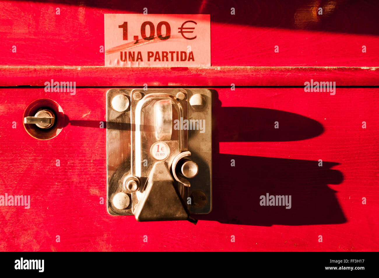 Geldbeutel Mechanismus in einem Tischfußball Stockfoto
