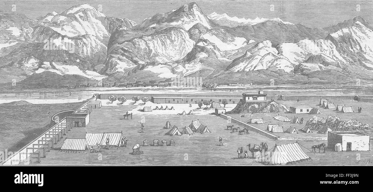 AFGHANISTAN Dakka Ft; Kabul-Fluss; Lalpoora 1879. Die Grafik Stockfoto