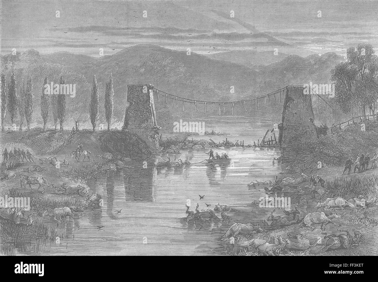 Frankreich-Meuse unter Sedan 1870. Die Grafik Stockfoto