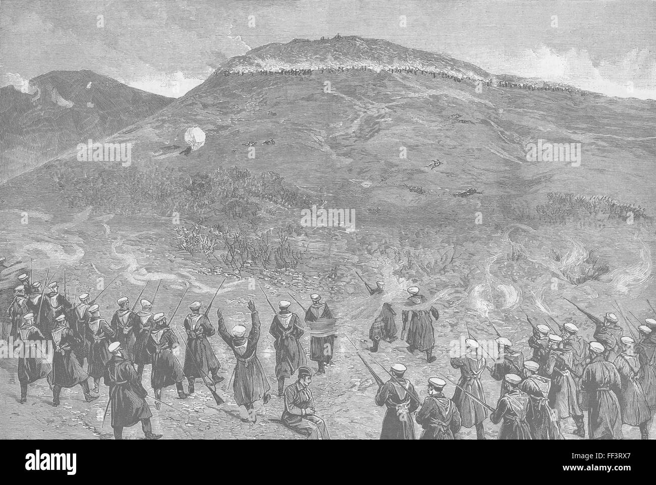 Serbien War mit Bulgarien-Pirot 1885. Die Grafik Stockfoto