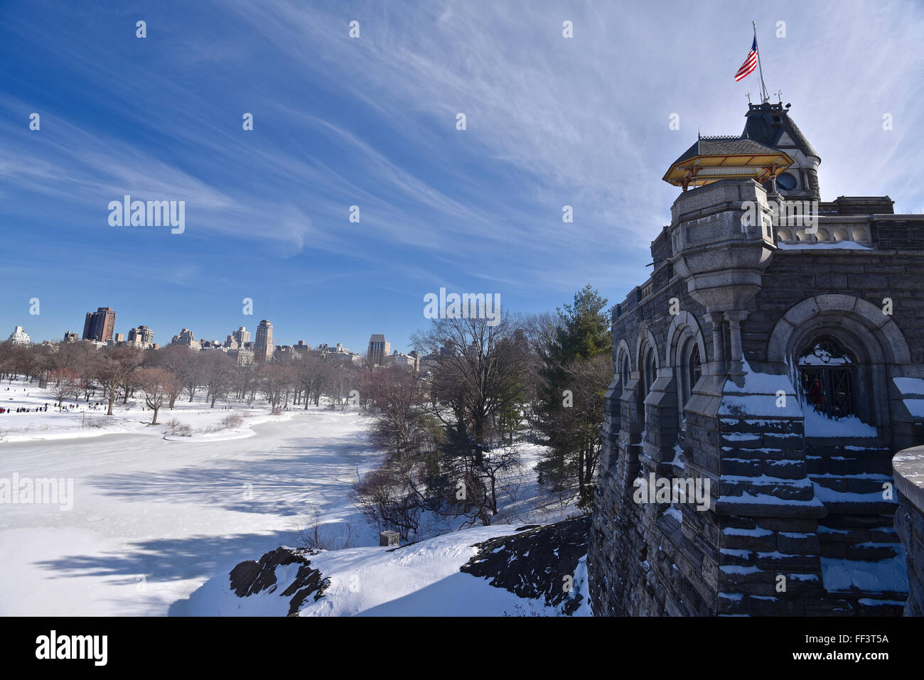 Central Park nach einem Schneesturm Stockfoto