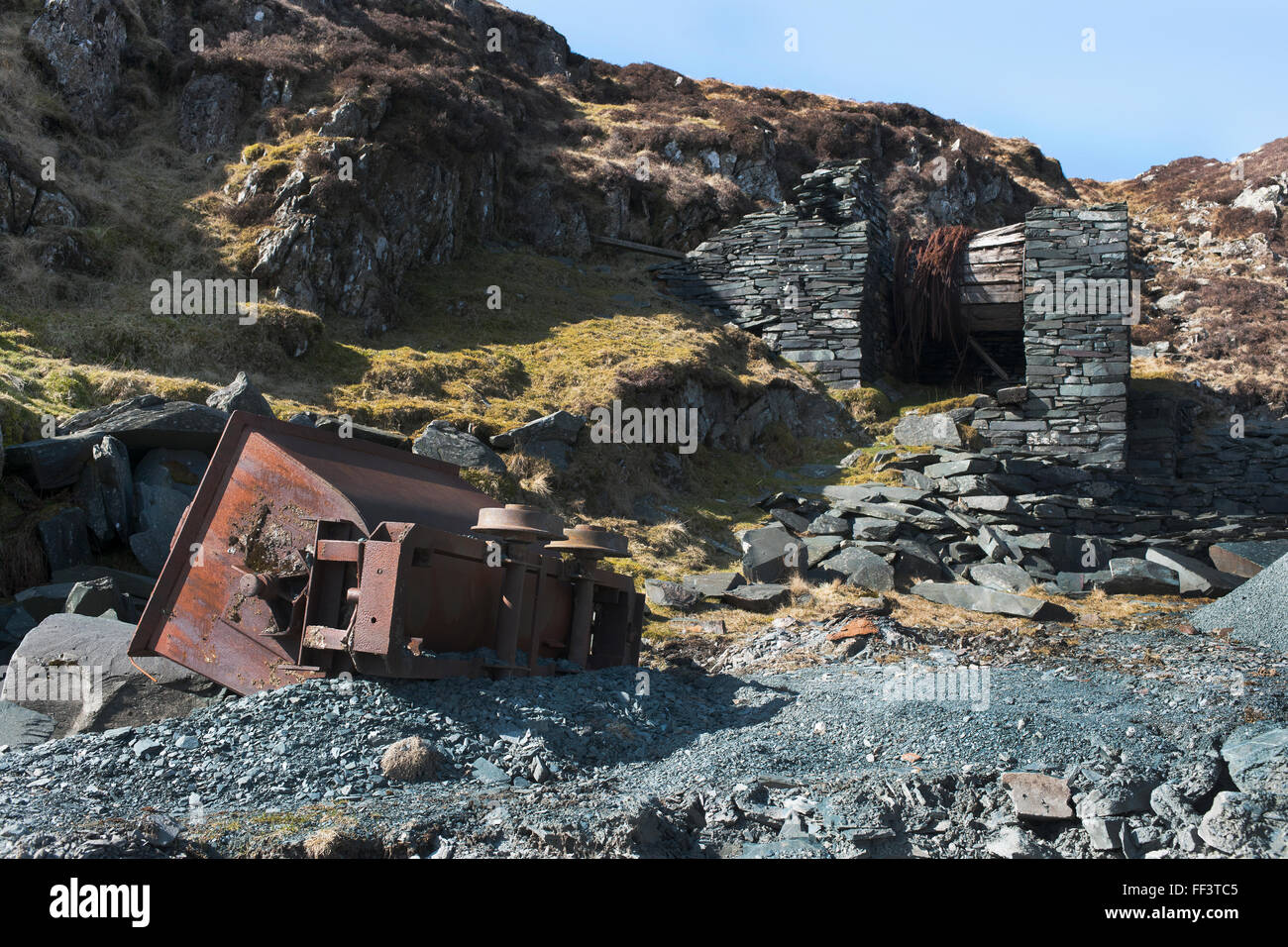 Honister Schiefer-Bergwerk und Steinbruch, Honister Pass, Cumbria, Lake District, England, UK; Stockfoto