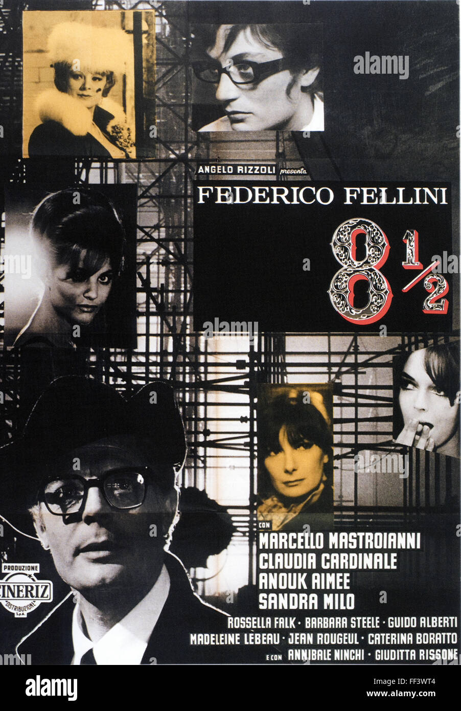 8 1/2 - original italienischen Film-Poster Stockfoto