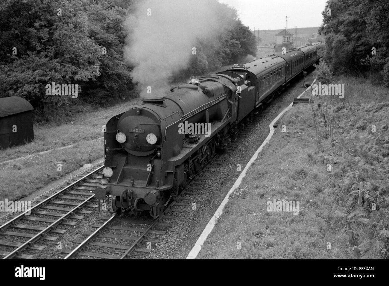 Original Britische Schiene Dampf Lok Nummer 34071 601 Geschwader in den 1960er Jahren Großbritannien Stockfoto