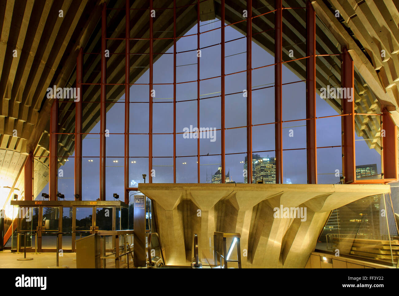 Eine Innenansicht des Sydney Opera House, Sydney, Australien. Stockfoto