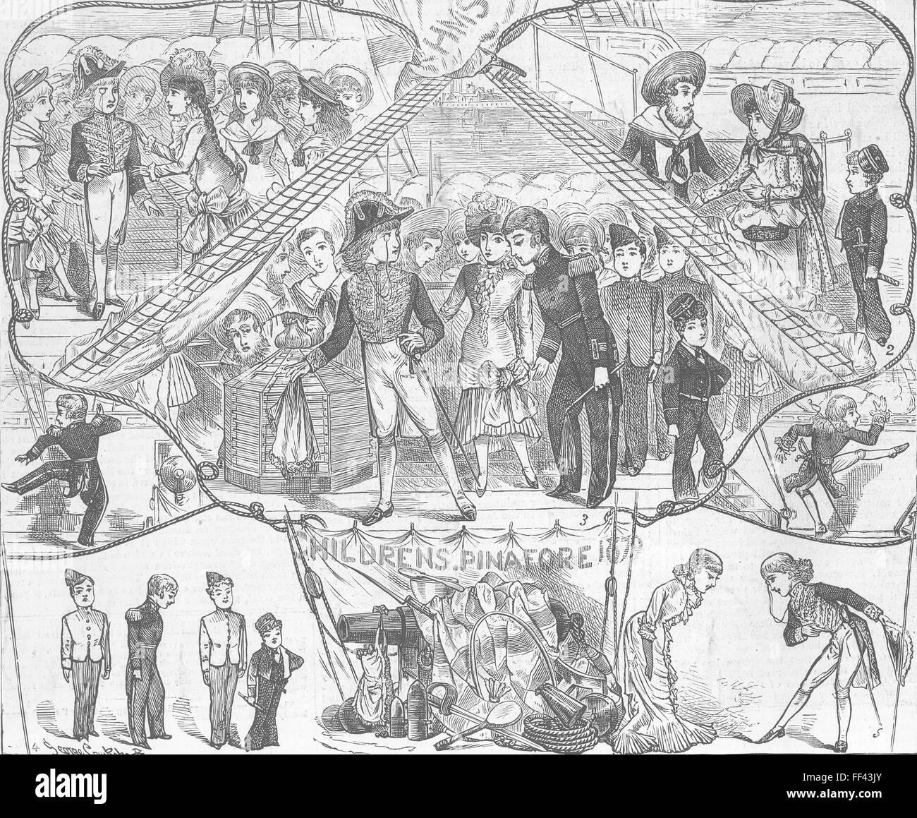 Darstellende Kunst HMS Pinafore, Opera Comique 1880. Illustrierte London News Stockfoto
