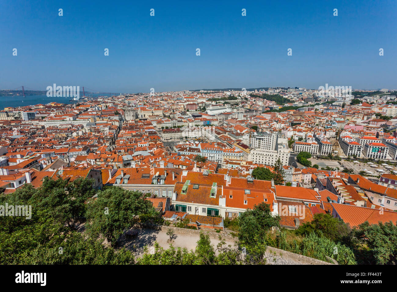 Portugal, Lissabon, Blick auf die Baixa Pombaline, der Pombaline Innenstadt von Lissabon vom Castelo Sao Jorge Stockfoto