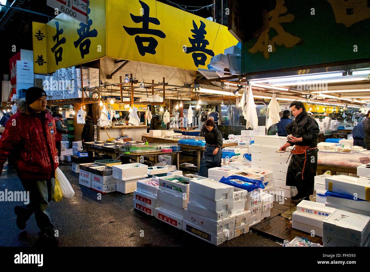 Japan, Honshu-Insel, Kanto, Tokio, Tsukiji-Markt Stockfoto