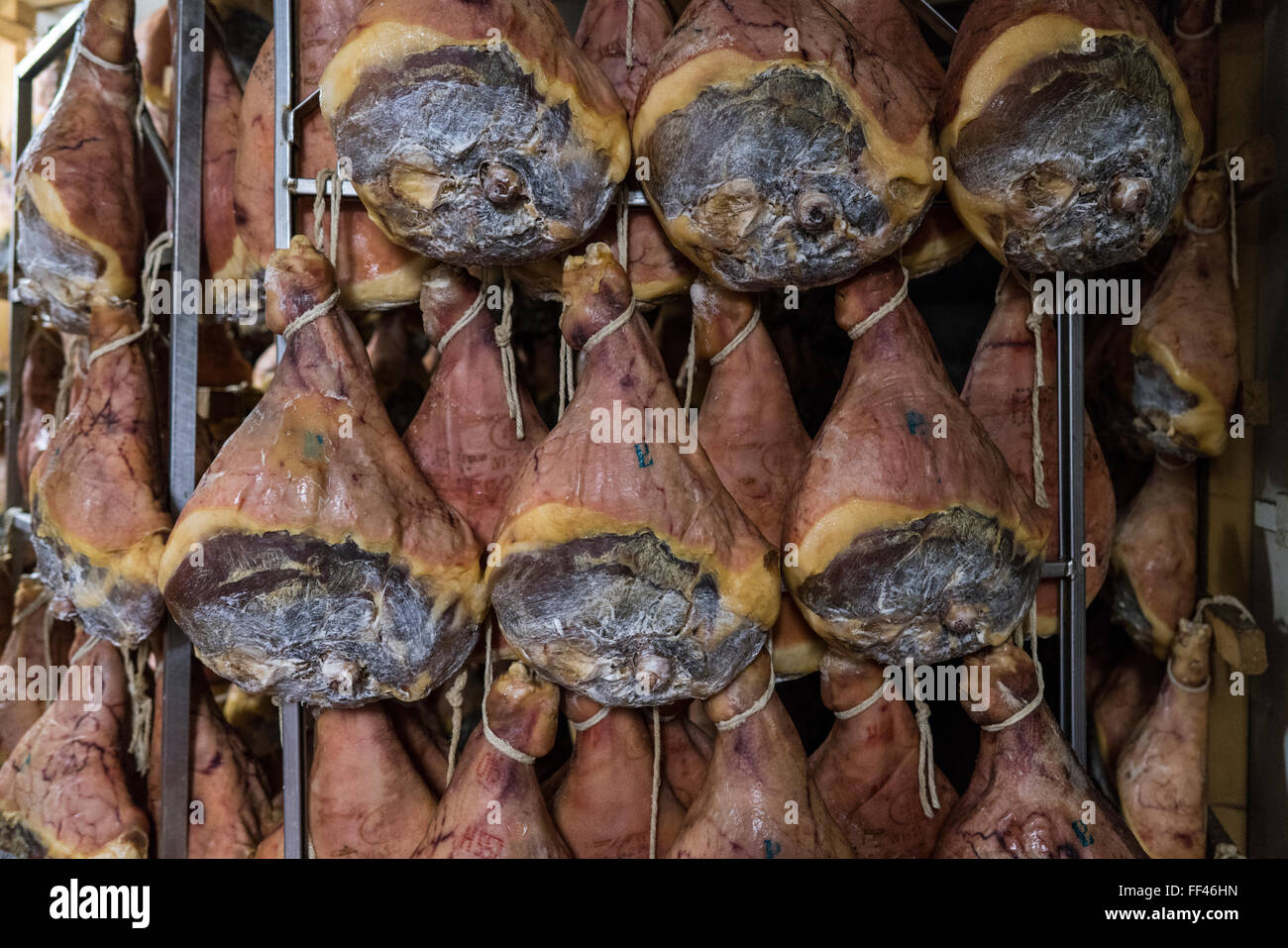 Heilung von Schinken, Modena Stockfoto