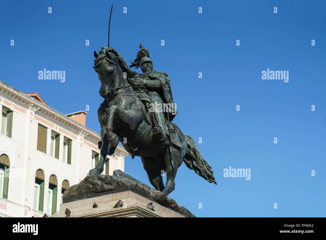 Statue von König Vittorio Emanuele, Riva Degli Schiavone Stockfoto