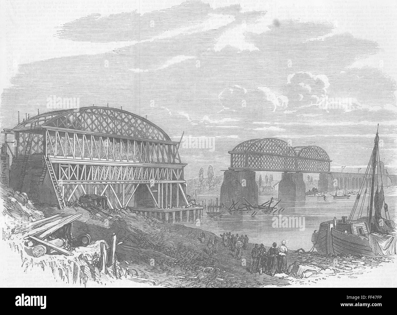 Deutschland-Katastrophe, Rhein, Düsseldorf 1869. Illustrierte London News Stockfoto
