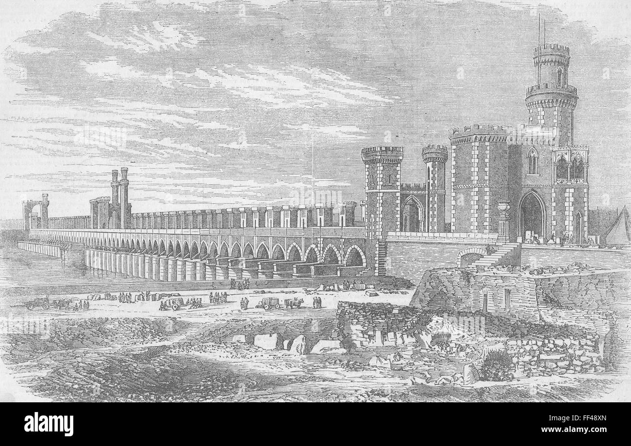 Ägypten riesige Ingenieurarbeiten für die Aufstauung des Nils 1857. Illustriert von Zeiten Stockfoto