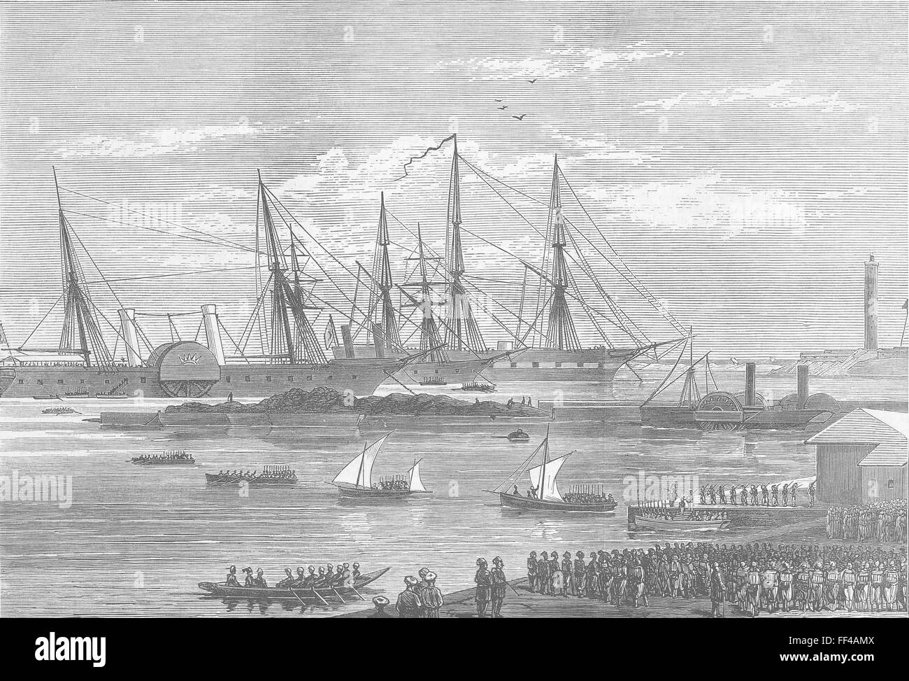 Ägypten-Truppen Internat in Alexandria für Istanbul 1876. Illustrierte London News Stockfoto