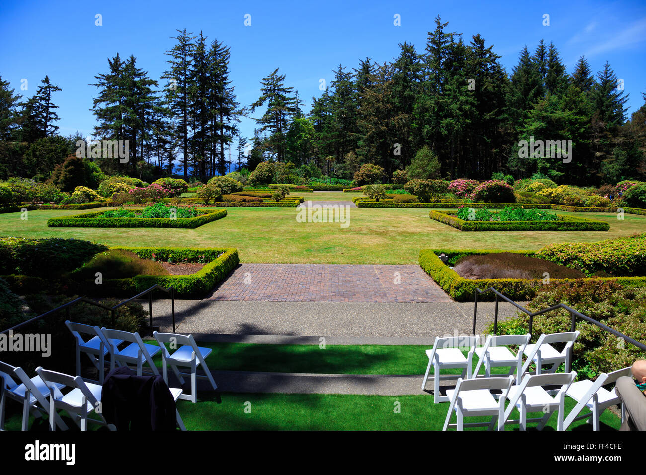 Shore Acres State Park entlang der Küste von Oregon bietet dieses wunderschönen botanischen Garten für Hochzeiten. Stockfoto