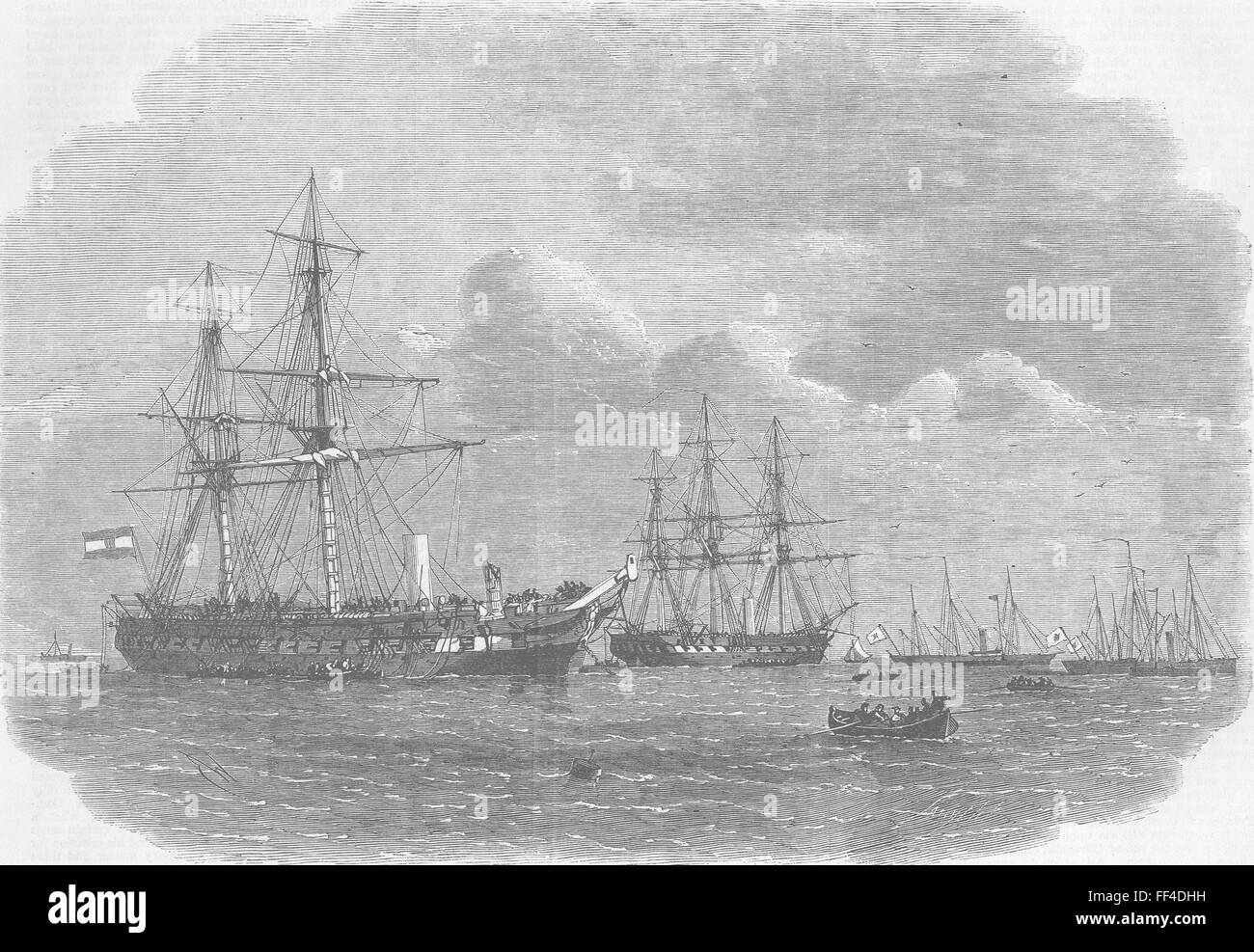 CUXHAVEN preußisch-österreichischen Flotte, Helgoland Niederlage 1864. Illustrierte London News Stockfoto