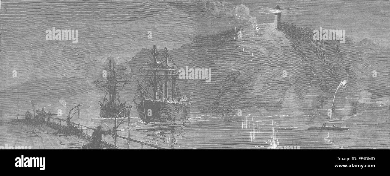 Schottland Mull of Kintyre-Warnung Torpedoboote 1887. Die Grafik Stockfoto