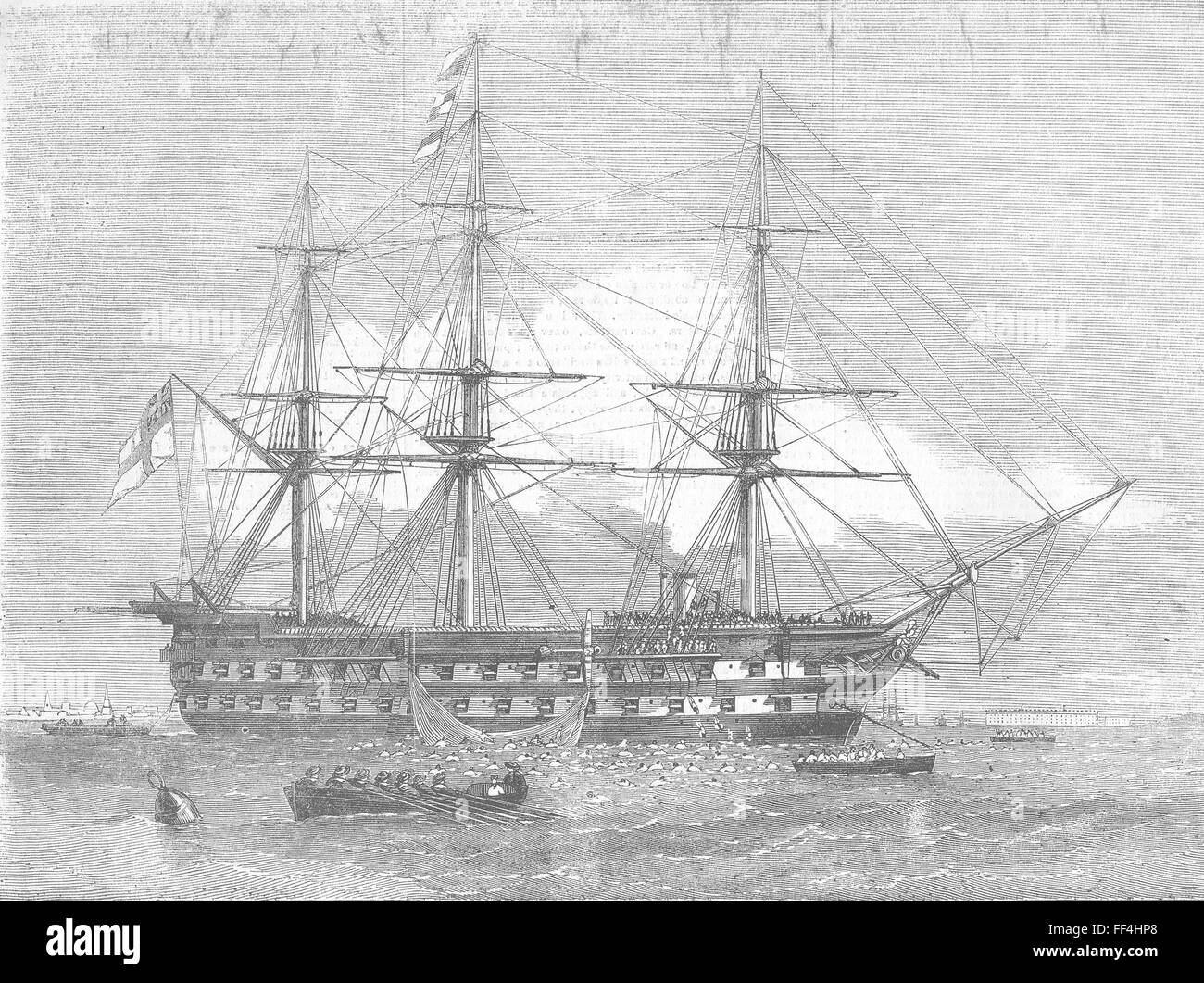 Schiffen Caesar-Hände Rohrleitungen, 1855 zu Baden. Illustrierte London News Stockfoto