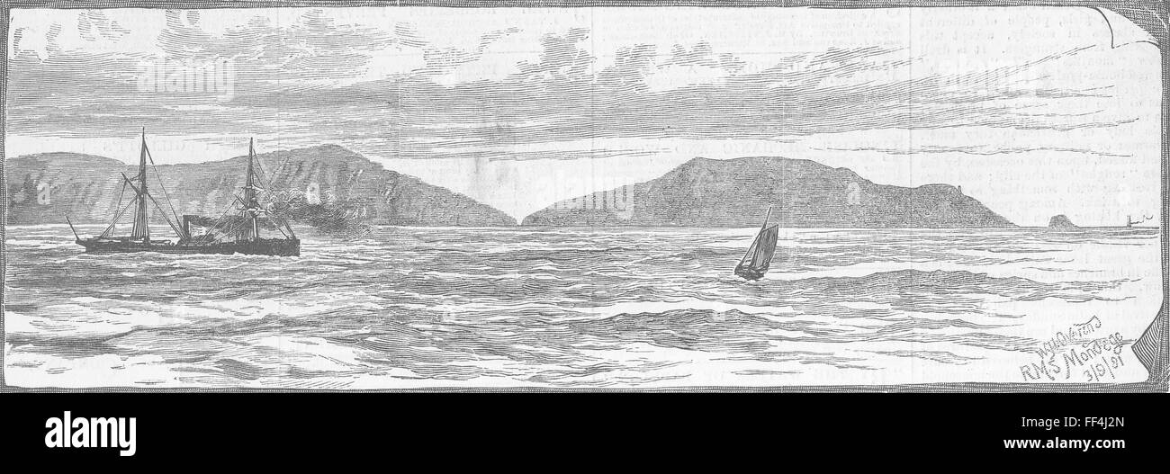 Kap FINISTERRE, wo Royal Mail Schiff Douro 1882 sank. Illustrierte London News Stockfoto
