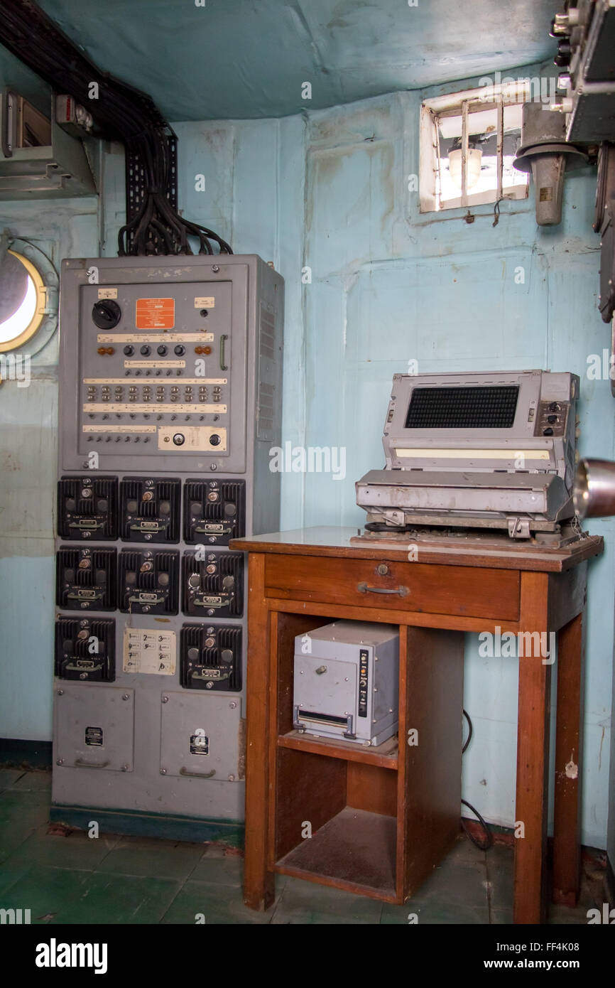 Radio Sendestation auf Schiff Stockfoto
