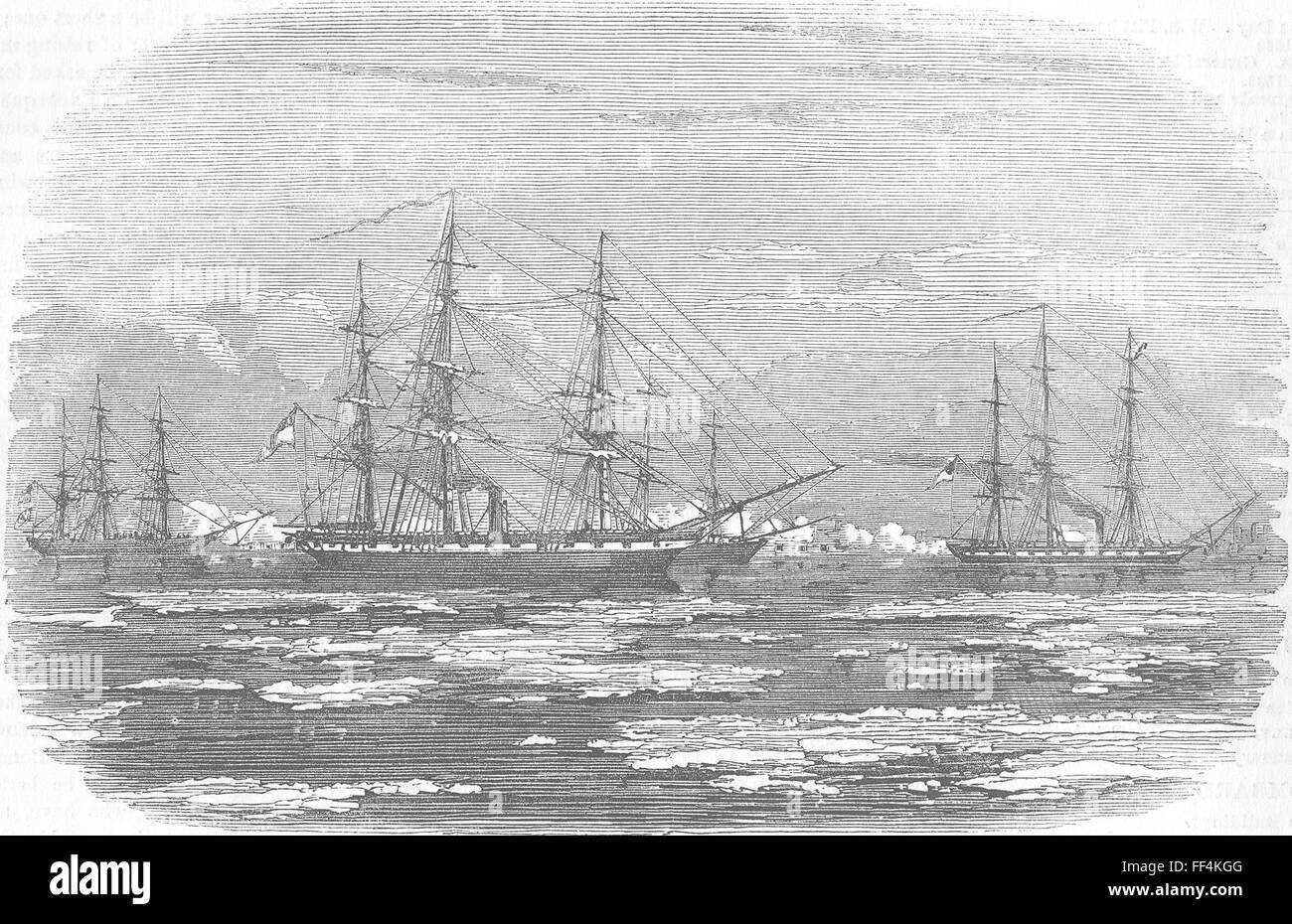 RIGA HMS Amphion & Cruiser erfassen; Russische Schiffe 1854. Illustrierte London News Stockfoto