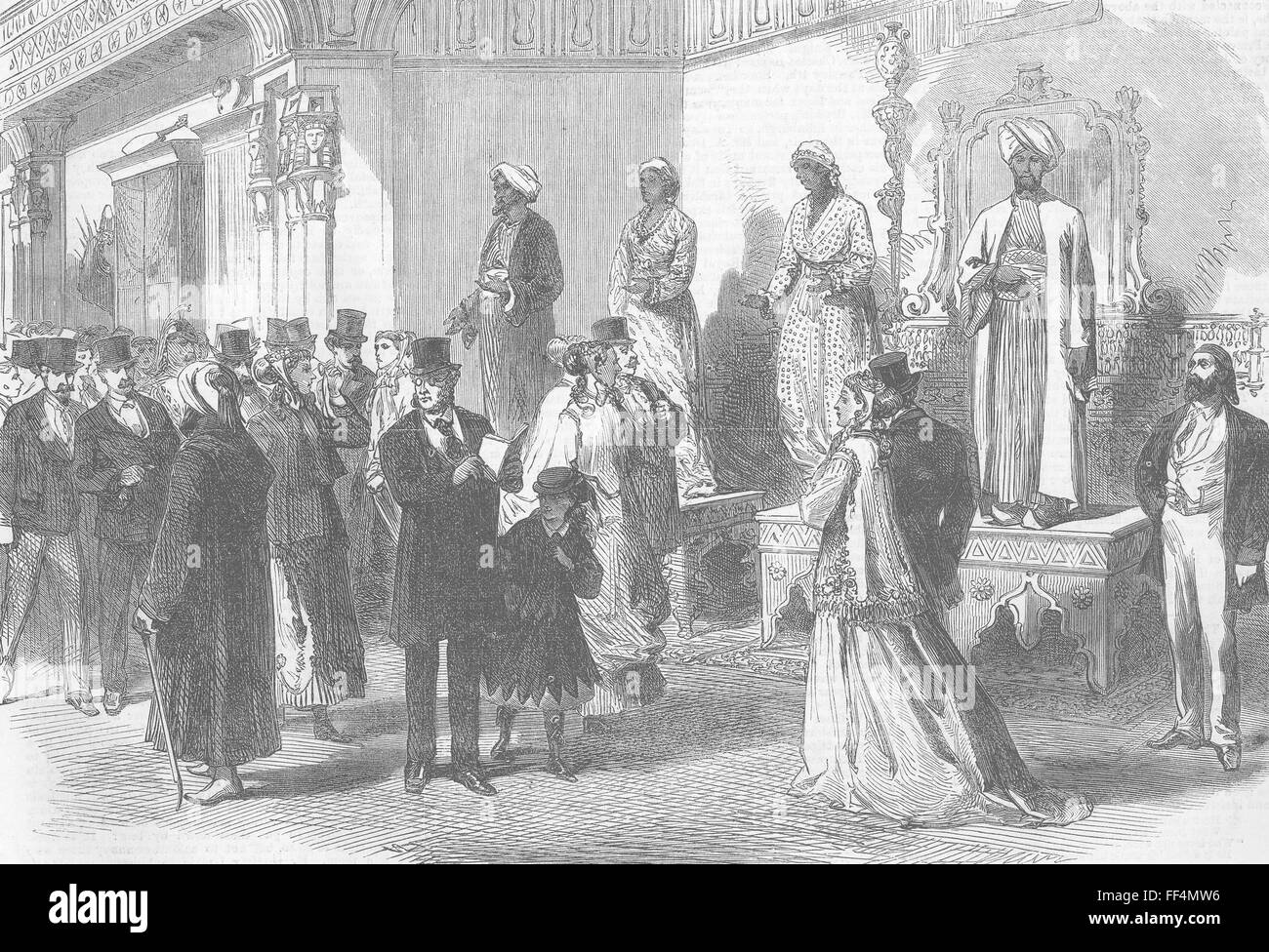 Ägyptische Kostümabteilung w / Kostüm Figuren 1867. Illustrierte London News Stockfoto