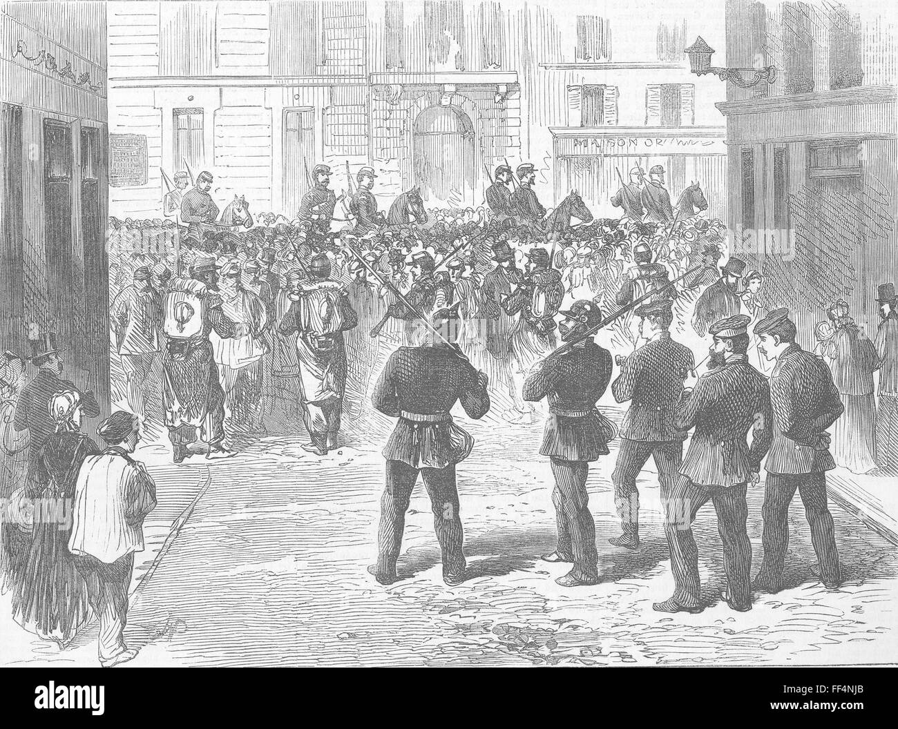 Frankreich preußischen Demarkationslinie, Rue Du Colisee 1871. Illustrierte London News Stockfoto